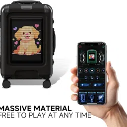 Mobitech Smart LED Display Suitcase with Digital Screen, Hard Shell Luggage with 360° Wheels, Travel Luggage Black-20 Inch image 1