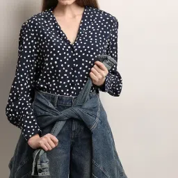 vero moda Women Cuban Collar Abstract Printed Casual Shirt image 1