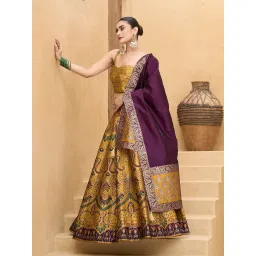 purvaja Women's Kanjiwaram Semi-Stitched Lehenga choli image 1