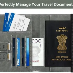 ghini Premium PU Leather Passport Holder & Travel Wallet for Men & Women | Passport Cover with Card Slots, SIM Holders, Cash & Boarding Pass Organizer | Bi-Fold Design with Elastic Strap image 3