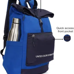 united colors of benetton Grand Slam 30L Roll-Top Backpack, Fits 14-inch Laptop, Secure Buckle Closure, for Travel & Gym, with 1-Year Warranty image 2