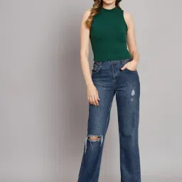 funday fashion Women's Solid Ribbed Crop Tank Regular Fit Top For Women's image 4