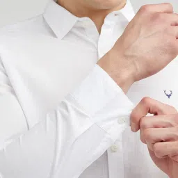 allen solly Men's Cotton Slim Fit Shirt (ALSFACUFD89916_White_38) image 4