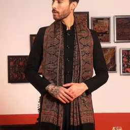pashmoda Men Jalwaa Jamawar Shawl, Stole and Wrap, Sustainable and Natural Fabric, Heritage Kashmiri Pashmina, Medium Size for Gents, (Size 40x80 Inches) image 3