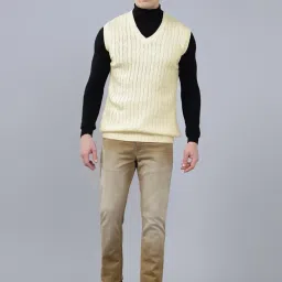 cantabil Self Design V-Neck Sleeveless Regular Fit Mens Casual Sweater | Casual Sweater for Men | Mens Sweater for Winter Wear (P_MSWT00131) image 5