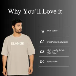 slange Oversized T-Shirt for Men | 240 GSM Combed Cotton | 100% Cotton Premium Streetwear Fit | Soft, Breathable & Durable Half Sleeve Tee image 5