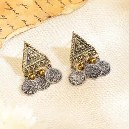 rubans Oxidised Silver & Gold Dual-Plated Multilayer Coin Statement Necklace Set for Women – for Festive & Ethnic Looks image 3