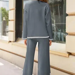 all yours Women's Contrast Piping Top with Trousers Co-Ords Sets image 3