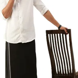 nandu Brand Elite Men's Cotton Black Colour Dothi - Pack of 1 (Colour- Black and White Border) # Elite Dothi # image 1