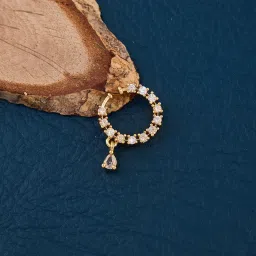gc premium jewellery Exquisite American Diamond Gold Plated Nose Ring with Drop Design image 2