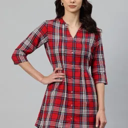 one femme Women's Plaid Check Print Tunic image 1