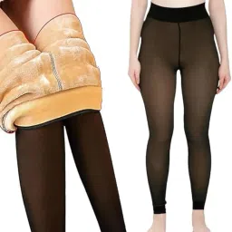brachy Women Fake Translucent Dual Tone Non-Tearable Full Length Stocking Pantyhose image 1