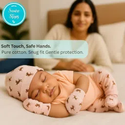 secure steps Newborn Baby Cotton Cap, Mitten and Booties Combo Set | Infant Cap Set | Mittens Set | Bootie Set | Kids Gloves & Socks Set | Baby Gift Set | 0-12 Months image 4