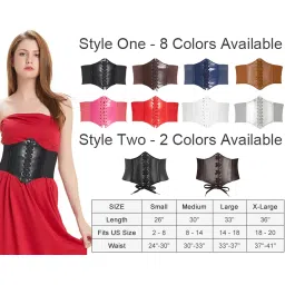 hanerdun Lace-up Corset Style Elastic Cinch Belt Waist Belt Two Sizes image 3