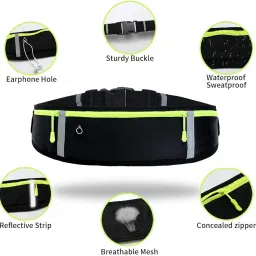 Premium Running Waist Belt – Adjustable, Bounce-Free Fitness Belt with Waterproof Pocket for Phone, Keys, Cards | Reflective, Lightweight, and Secure Jogging Belt for Men & Women (Black) image 5