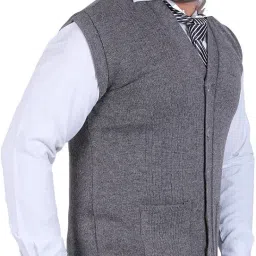 jubination Cardigan Mens Sleeveless Front Open D-Grey Cardigan/Sweater/Jacket image 3