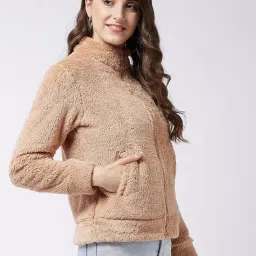 modeve Women Solid Full Sleeve Fur Standard Length Jacket For Winter image 3