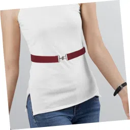 kesyoo 2pcs Adjustable Elastic Belt for Women Stretchable Riding Accessory Buckle for Horse Riding Fashionable and Comfortable Fit Burgundy and White image 4