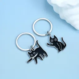 pmeixcy 2Pcs, Cat Keychain, Stainless Steel Keyrings & Keychains, Bag Charms for Handbags and Car Keychain, Black It Is So Cute It Can Be A Cat Lover Gift For Someone Who Loves Cats Very Cute Cat Stuff image 1