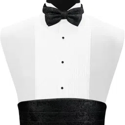peluche Classic Dapper Black Cummerbund, Bow Tie & Pocket Square Set for Men image 3