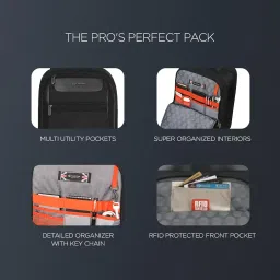 carlton Laptop Backpack 26L With Organized Interiors, RFID Protected Pocket, Fleece Lined Gadget Compartment & Ergofoam Back | Ferrous Black | Hampshire image 2