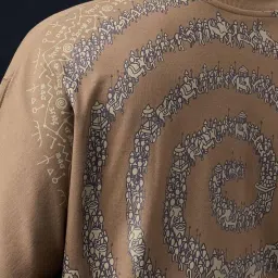 the souled store Oversized T-Shirt: Chakravyuh Men and Boys Short Sleeves Round Neck Beige Graphic Printed Cotton Casual Streetwear Super Oversized T-Shirt image 1