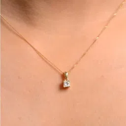 dine gems 1 Carat Diamond Pendant Gold Certified Princess Cut Gold Diamond Pendant Eye Clean Heera Stone VVS1 Clarity White D Colour Diamond Pendant For Her image 1