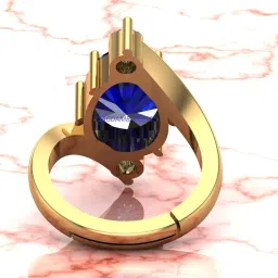 jagdamba gems Gemstone Ratna Blue Sapphire Neelam Gemstone Gold Plated Ring for Women and Men (9.25 ratti to 8.00 Carat) by Lab Certified image 4