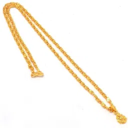 shankhraj mall Traditional 22K Gold-Plated Chain Necklace with Intricate Pendant for Women & Men image 4