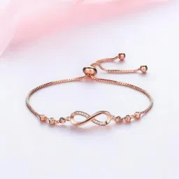 nilu's collection Infinity Shape Cubic Zirconia Diamond Bracelet for Women & Girls, Jewelry for Gift, Adjustable Charm Bracelet image 5