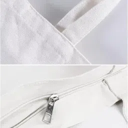 eshaaver Women Reusable Shopping/Grocery Classic Tote Bag With Pocket Shoulder Canvas Handbag Travel Bag Multi-Purpose White image 4