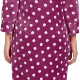 palival Women's Woollen DOTT Print Maxi with Hood Nighty image 4