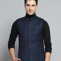 monte carlo Mens Solid Wine Band Neck Sleeveless Waist Coat_224066872-10-36 image 1