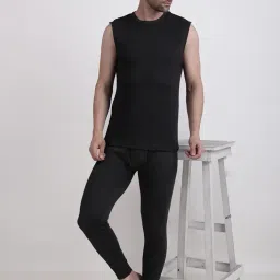 inner element Men’s Sleeveless Thermal Top | Cotton Blend,Charcoal Grey, Stretchable Lightweight Pack of 1 Top image 4