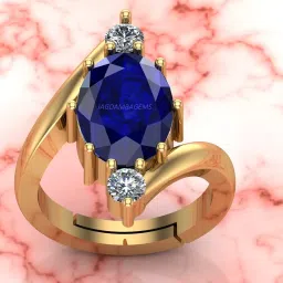 jagdamba gems Gemstone Ratna Blue Sapphire Neelam Gemstone Gold Plated Ring for Women and Men (9.25 ratti to 8.00 Carat) by Lab Certified image 1