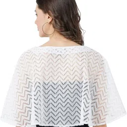 aol Women's cropped sleeveless round neck net Cape/poncho image 1