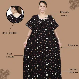 upper collection Plus Size Women Nighty Cotton Maxi Printed Jumbo Gown Size 5XL to 10XL image 2