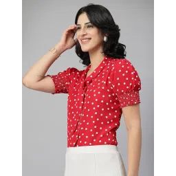 style quotient Women Polka dot Tie-up Casual Top image 2
