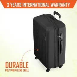 safari Genius Alley 66cm Medium Size Check-in Trolley Bag Hard Case Polypropylene, 4 Spinner Wheels, 360 Degree Wheeling Luggage, Travel Bag, Suitcase for Travel, Trolley Bags for Travel, Black image 1