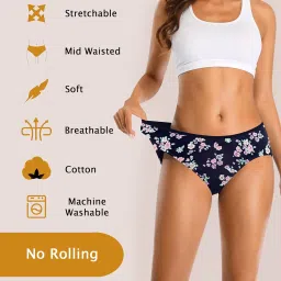 pepperika Cotton Plus Size Underwear Full Coverage Regular Innerwear Panty Set for Women and Teenage Girls Hipster Brief for Daily Use Combo Pack (Assorted Prints and Colours) Multicolour image 5