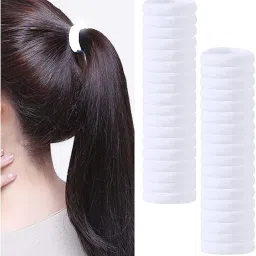 saavi beauty products Ponytail Holder | Cotton Hair Elastic Rubber Bands for Pony | Tight, Non-slippery, Stretchable image 1