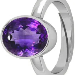 kirti sales 15.00 Ratti Natural Amethyst Katela Stone Adjustable Silver Ring for Men and Women[KS28] image 1