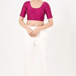 vamas Women's Silk Padded Plain/Solid Half Sleeve Readymade Saree Blouse (E-729) image 3