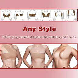 asunfish Breast Support Tape Set, 7.5cm Wide Roll with 36 Fashion Strips, 2 Reusable Covers and Cleaning Towel, Waterproof Bronze image 2