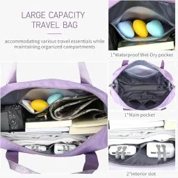 hauselle Nylon 41 Liter Expandable Travel Bags for Women, Duffle Bags for Women Luggage, Foldable Vanity Traveling Bag, Waterproof Hand Bag for Ladies Personal Items image 2