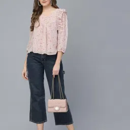 mafadeny Women’s Houndstooth Print V-Neck Puff Sleeve Top image 5