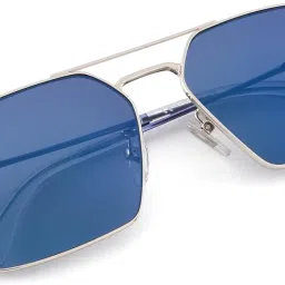 police Eyewear | Blue Lens | Silver Frame | Full Rim Square Shape Branded Latest and Stylish Sunglasses | 100% UV Protection | Mens Sunglasses| Size Large | SPLL07K59579BSG image 5