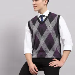 monte carlo Mens Striped V Neck Sleeveless Sweater (1243209SL) image 5