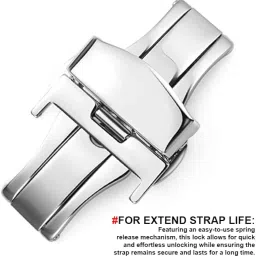dblack ‘’DSLCK3’’ Butterfly Lock Stainless Steel Deployment Buckle Double Push Spring Clasp for Watch strap // For 16mm, 18mm, 20mm, or 22mm Watch Bands (Silver, Choose Your Size) image 1