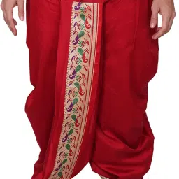 rameshwaram fabrics Cotton Silk Dhoti Kurta Set for Men with Stole, 3 Piece Set image 2